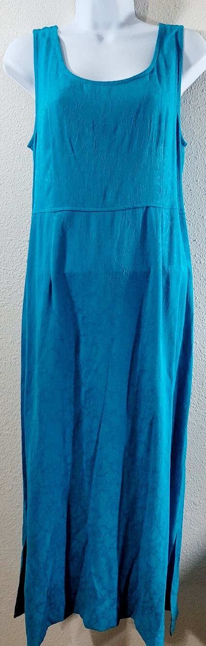 Karin Stevens Teal Blue 2 Piece Women's Dress 12 Lightweight Soft Embroidered